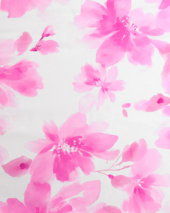 Popeline de Viscose Imprimée Aquarela Rose Violet - Mercerine