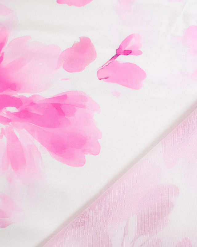 Popeline de Viscose Imprimée Aquarela Rose Violet - Mercerine