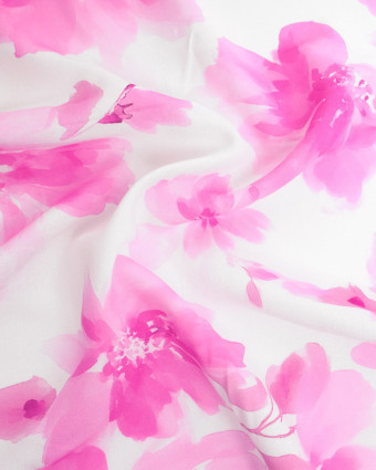 Popeline de Viscose Imprimée Aquarela Rose Violet - Mercerine