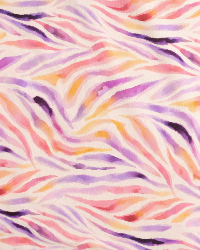 Popeline de Viscose Imprimée Zebra Violet Rose - Mercerine