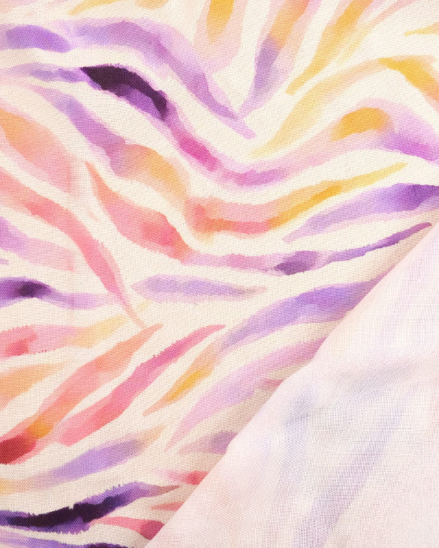 Popeline de Viscose Imprimée Zebra Violet Rose - Mercerine