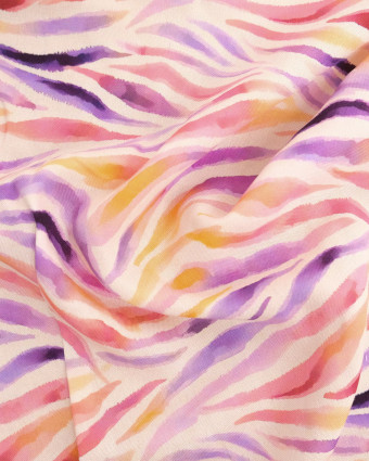 Popeline de Viscose Imprimée Zebra Violet Rose - Mercerine