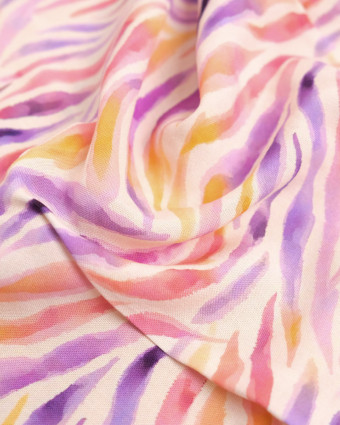 Popeline de Viscose Imprimée Zebra Violet Rose - Mercerine