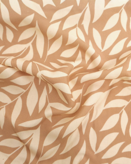 Popeline de Viscose Imprimée Manon Beige Ecru - Mercerine