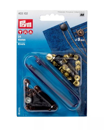 Rivets 9mm avec outil - cuivre et canon de fusil - Lot de 24 - Mercerine