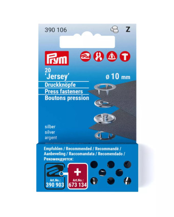 Recharge Boutons Pression Jersey Argent - Lot de 20 - Mercerine