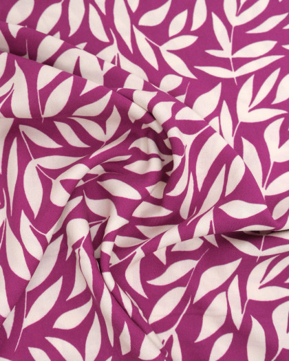 Popeline de Viscose Imprimée Manon Prune Ecru - Mercerine