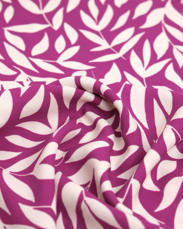 Popeline de Viscose Imprimée Manon Prune Ecru - Mercerine