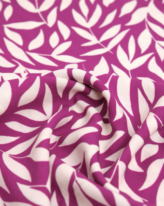 Popeline de Viscose Imprimée Manon Prune Ecru - Mercerine