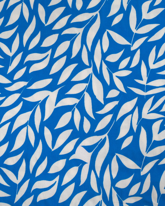 Popeline de Viscose Imprimée Manon Bleu Ecru - Mercerine