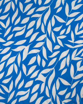 Popeline de Viscose Imprimée Manon Bleu Ecru - Mercerine