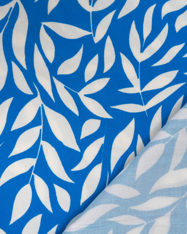 Popeline de Viscose Imprimée Manon Bleu Ecru - Mercerine