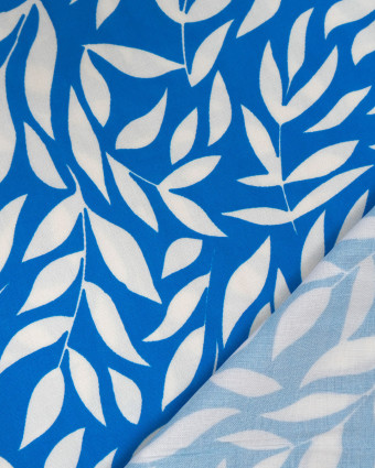Popeline de Viscose Imprimée Manon Bleu Ecru - Mercerine