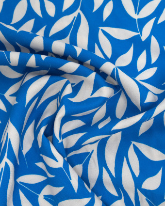 Popeline de Viscose Imprimée Manon Bleu Ecru - Mercerine