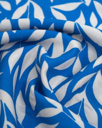 Popeline de Viscose Imprimée Manon Bleu Ecru - Mercerine