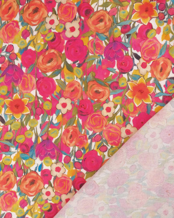 Popeline de Viscose Imprimée Tania Fuchsia Orange - Mercerine