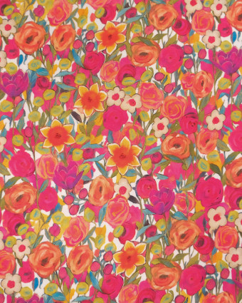 Popeline de Viscose Imprimée Tania Fuchsia Orange - Mercerine