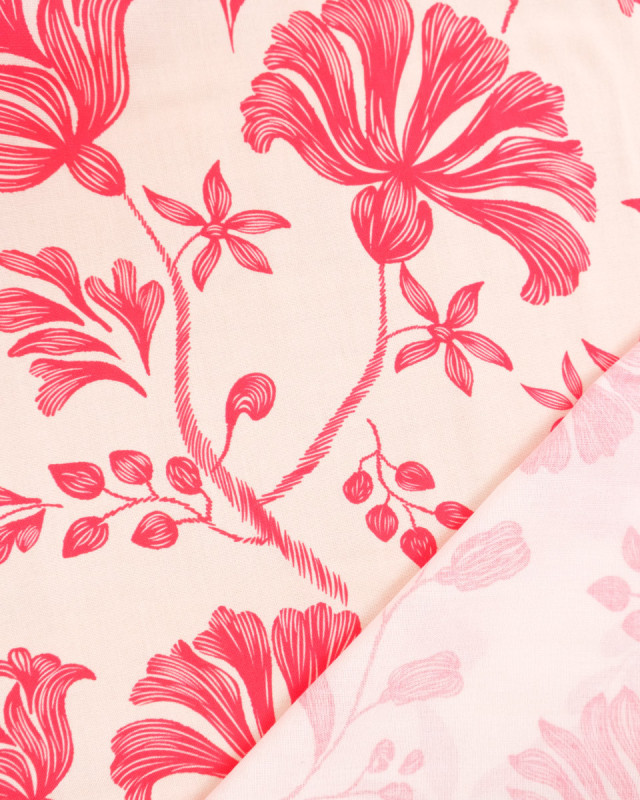 Popeline de Viscose Imprimée Tania Fuchsia Orange - Mercerine