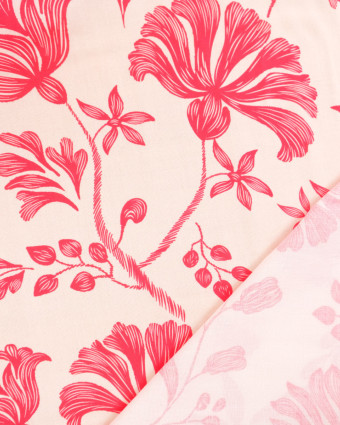 Popeline de Viscose Imprimée Tania Fuchsia Orange - Mercerine