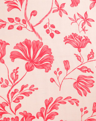 Popeline de Viscose Imprimée Tania Fuchsia Orange - Mercerine