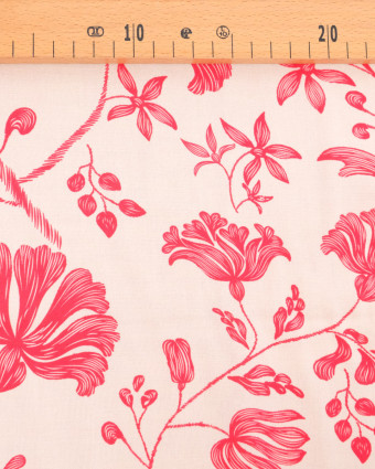 Popeline de Viscose Imprimée Tania Fuchsia Orange - Mercerine