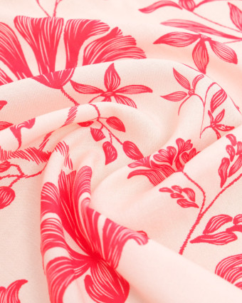 Popeline de Viscose Imprimée Tania Fuchsia Orange - Mercerine
