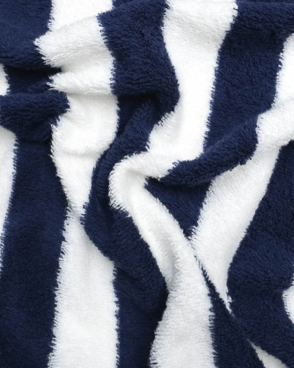 Tissu Eponge rayé Marine Blanc - Mercerine