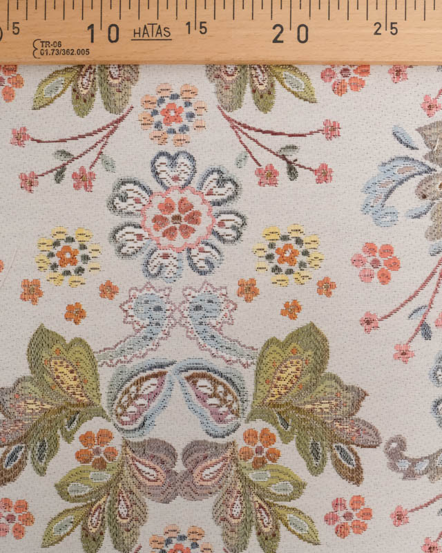 Tissu Jacquard Ameublement Motif Floral Multicolore  - Mercerine