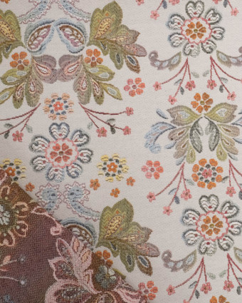 Tissu Jacquard Ameublement Motif Floral Multicolore  - Mercerine