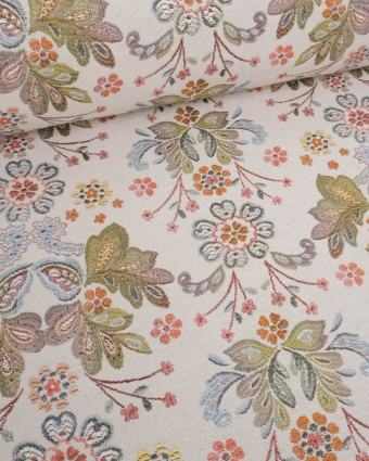 Tissu Jacquard Ameublement Motif Floral Multicolore - Mercerine