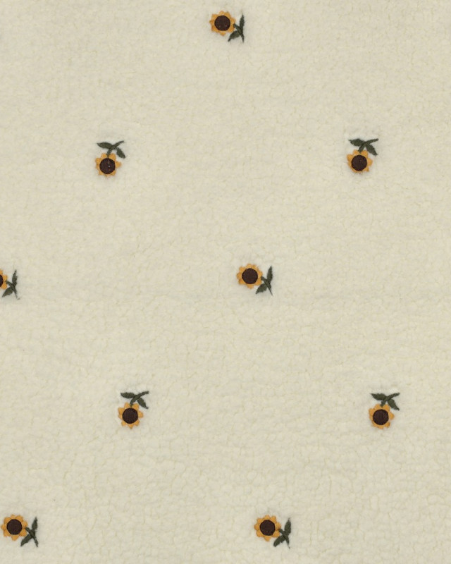 Tissu Sherpa Ecru Brodé Tournesol - Mercerine