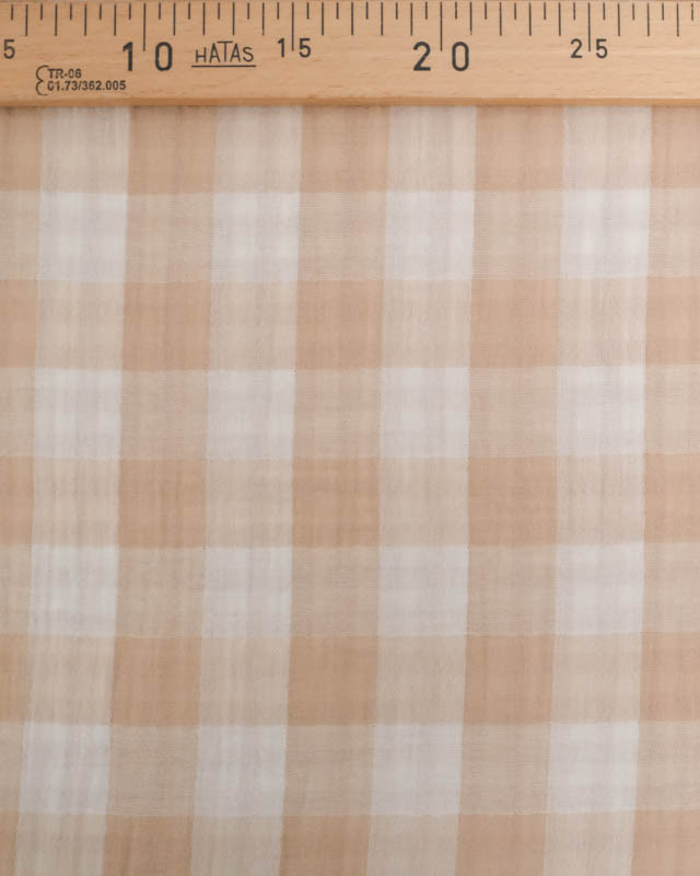 Double Gaze à Carreaux Double Face Beige - Mercerine
