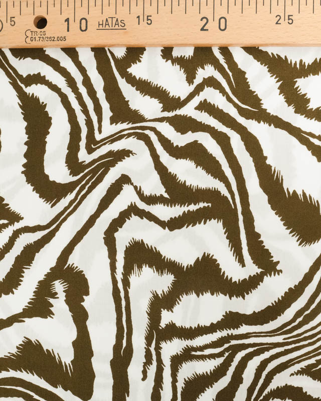 Viscose Imprimée Motif Zèbre Kaki  - Mercerine