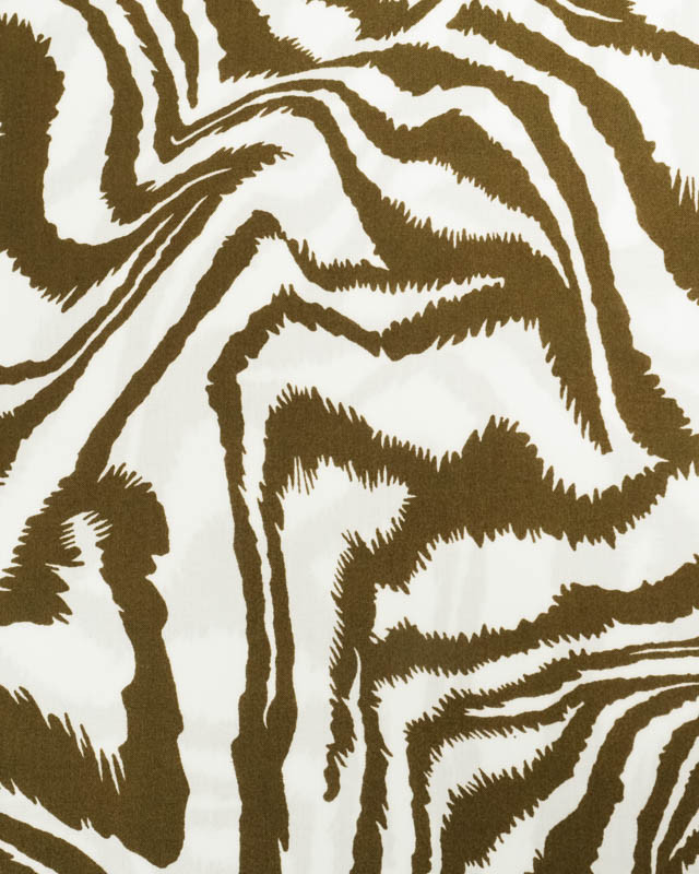 Viscose Imprimée Motif Zèbre Kaki  - Mercerine