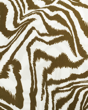 Viscose Imprimée Motif Zèbre Kaki  - Mercerine
