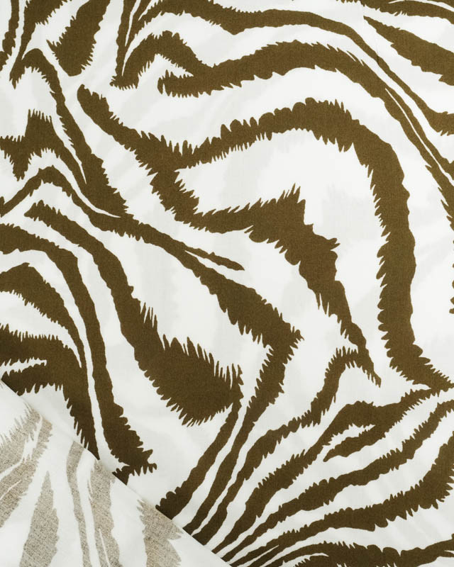 Viscose Imprimée Motif Zèbre Kaki  - Mercerine