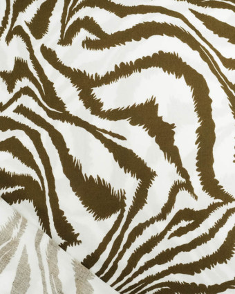 Viscose Imprimée Motif Zèbre Kaki  - Mercerine