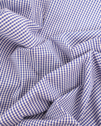Tissu Coton Vichy Bleu Marine Petits Carreaux - Mercerine