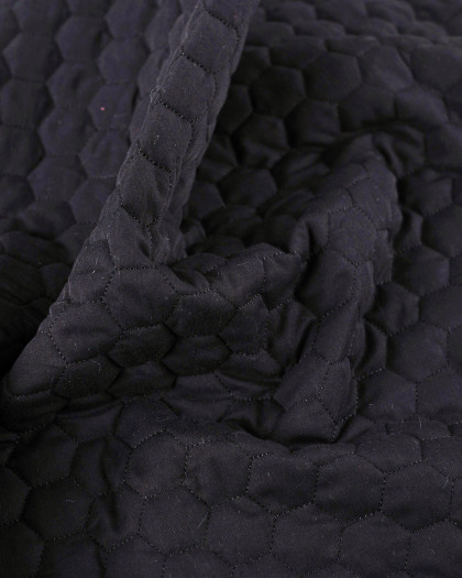 Tissu Matelassé Coton Uni Noir - Mercerine
