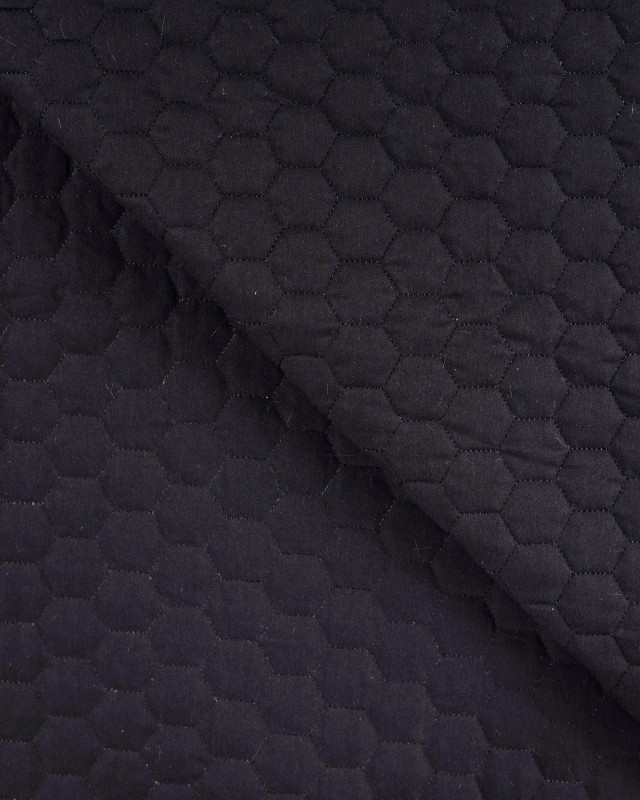 Tissu Matelassé Coton Uni Noir - Mercerine