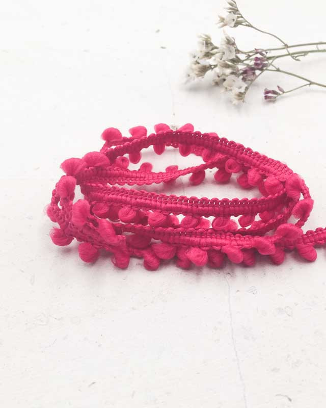 Coupon - Galon mini pompon rose fuschia x1m