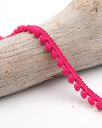 Coupon - Galon mini pompon rose fuschia x1m