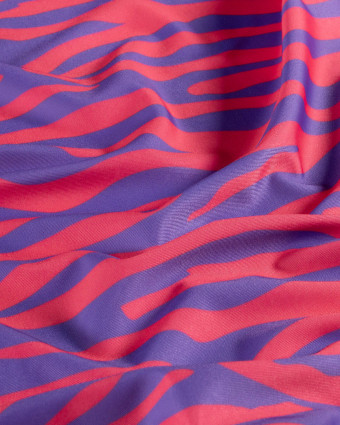 Tissu Maillot de Bain Zébré Myrtille et Corail - Mercerine
