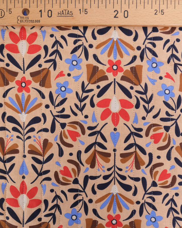 Tissu Matelassé Double Face Motifs Fleurs Floral Et Graphiques - Mercerine