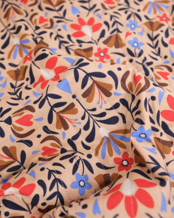 Tissu Matelassé Double Face Motifs Fleurs Floral Et Graphiques - Mercerine