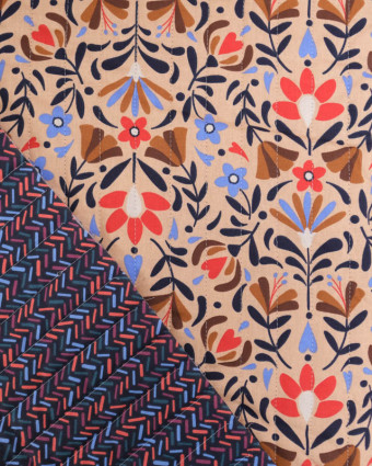 Tissu Matelassé Double Face Motifs Fleurs Folk Et Graphiques - Mercerine