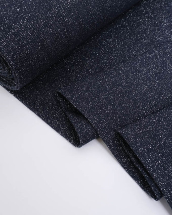 Bord Côte Lurex Bleu Minuit Argent - Mercerine