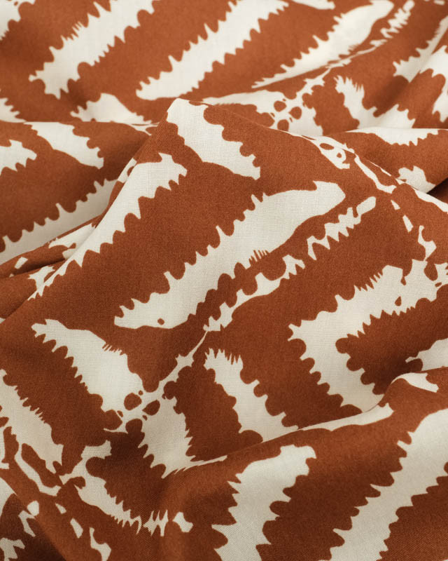 Viscose Imprimée Motif Ethnique Chevron Cacao - Mercerine