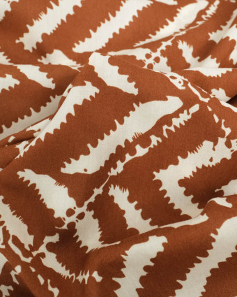 Viscose Imprimée Motif Ethnique Chevron Cacao - Mercerine