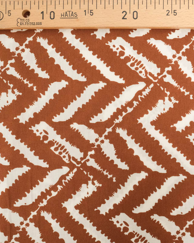 Viscose Imprimée Motif Ethnique Chevron Cacao - Mercerine